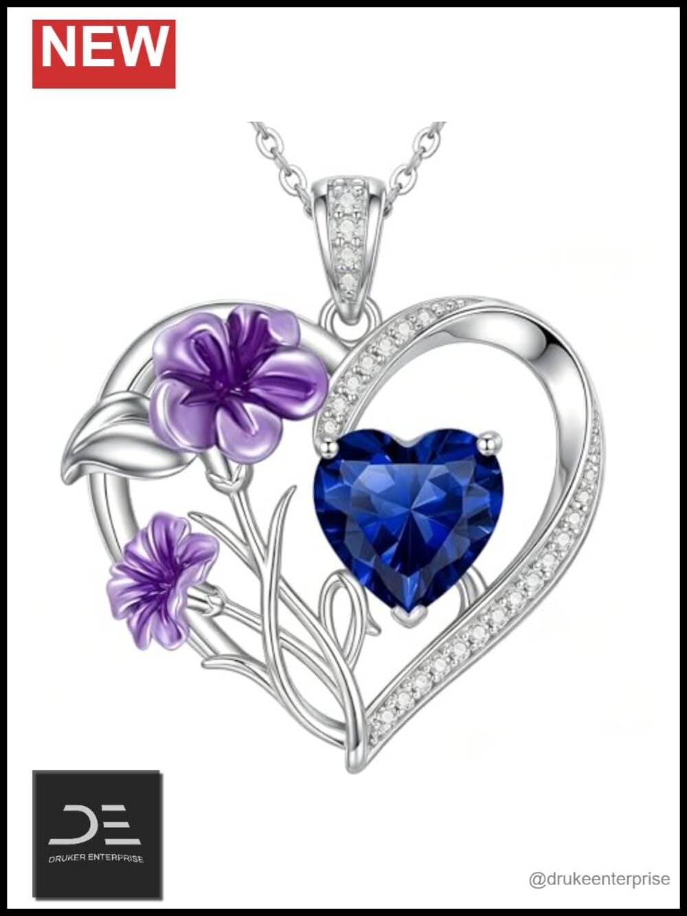 YYB Birth Flower Necklace 12 Birthstone Pendant Necklace for Women